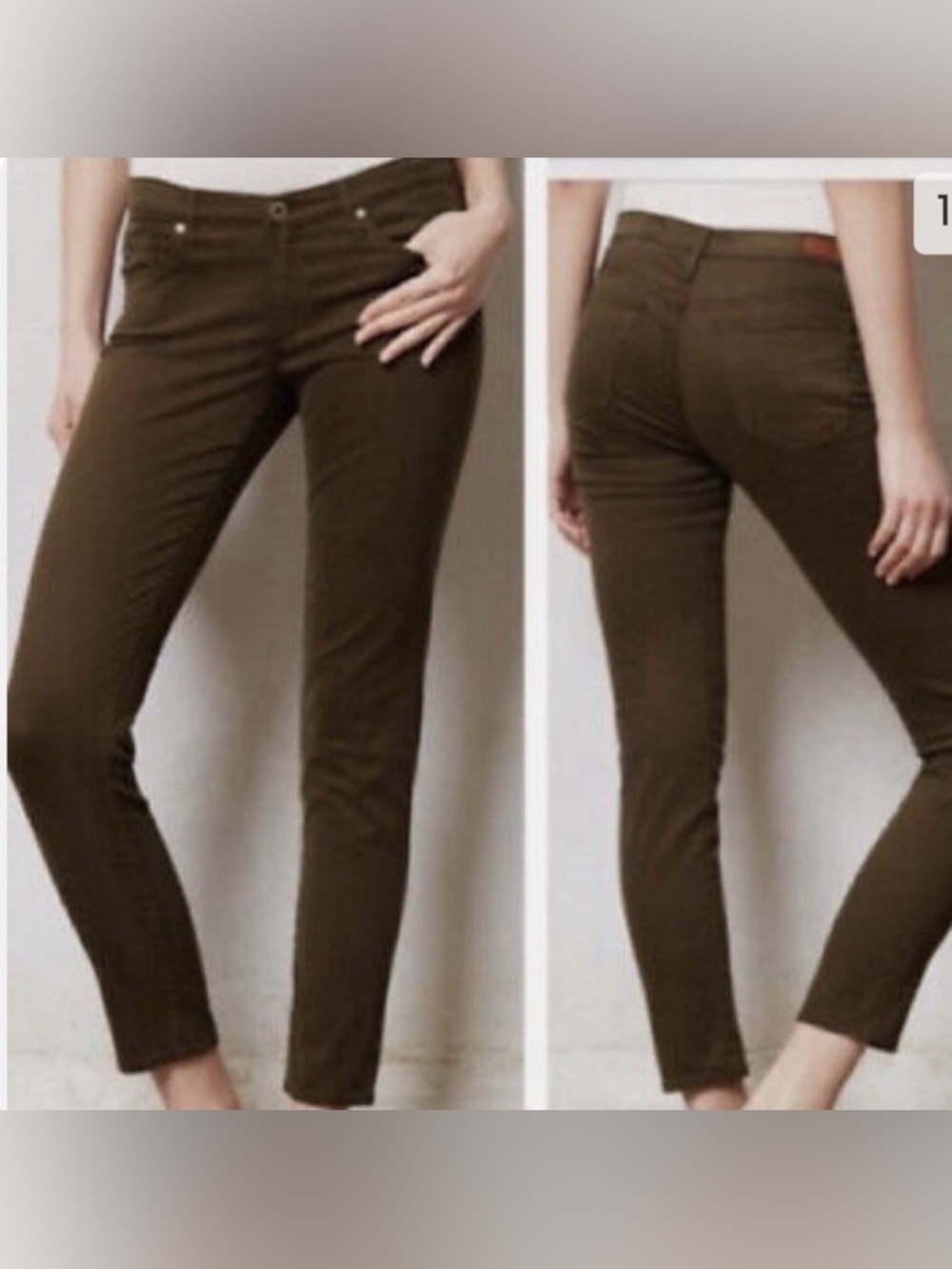 AG Adriano Goldschmeid The Stevie Ankle Slim Straight Leg Jeans 28R Green Brown